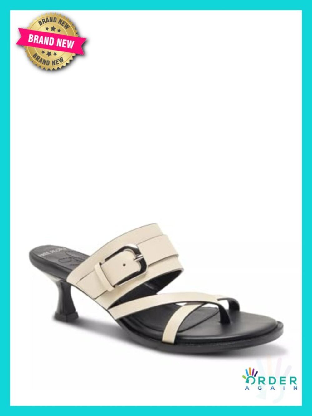 Belted Heel Leather Sandals - Slingback Kitten Heel
